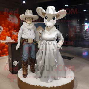 Sølv Cowboy maskot kostume...