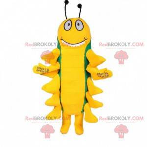 Mascotte d'insecte de mille-pattes vert et jaune -