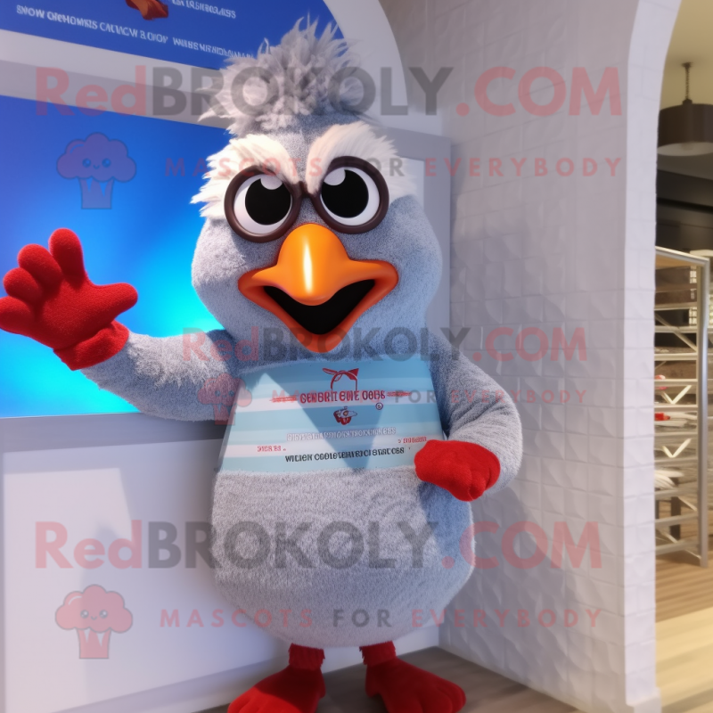 Silver Chicken Parmesan mascot costume character dressed with a Swimwear and Gloves