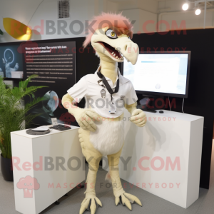 Cream Utahraptor maskot...