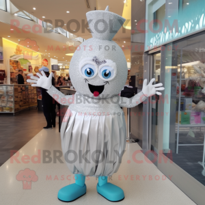 Silver Cupcake mascot costume character dressed with a Swimwear and Shoe clips