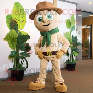 Tan Beanstalk maskot kostym...