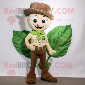 Tan Beanstalk mascot costume character dressed with a Jeans and Cufflinks