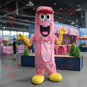 Pink Hot Dog mascotte...