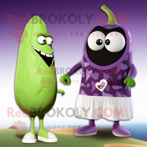 Olive Eggplant mascot costume character dressed with a One-Piece Swimsuit and Cummerbunds