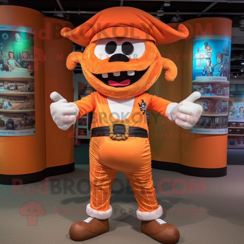 Orange Pirate mascot costume character dressed with a Capri Pants and  Bracelets - Mascot Costumes -  Sizes L (175-180CM)