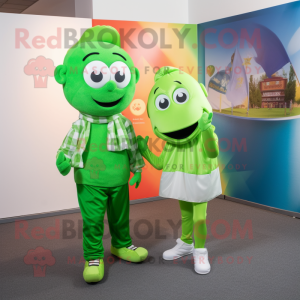 Lime Green Irish Flag mascot costume character dressed with a Boyfriend Jeans and Ties