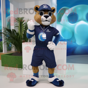 Navy Puma maskot kostyme...