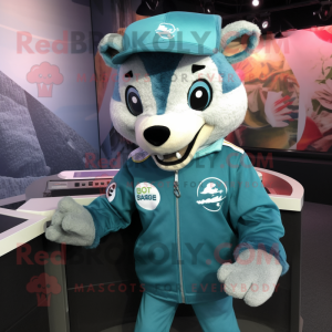 Cyan Badger maskot drakt...