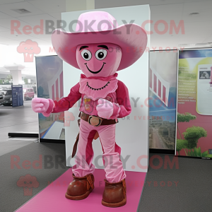 Pink Cowboy maskot kostume...