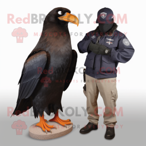 Navy Crow mascot costume character dressed with a Parka and Watches