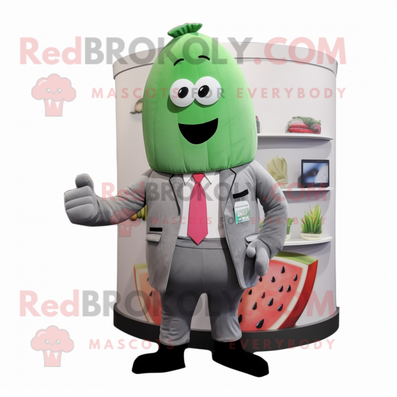 Gray Watermelon mascot costume character dressed with a Blazer and Cummerbunds