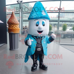 Cyan Ice Cream Cone maskot...