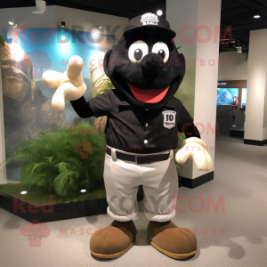 Black Baseball Glove mascot costume character dressed with a Cargo Shorts and Cufflinks