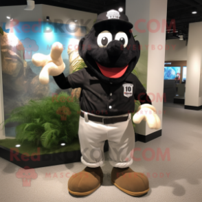 Black Baseball Glove mascot costume character dressed with a Cargo Shorts and Cufflinks