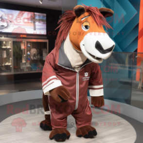 Brown Quagga mascot costume character dressed with a Windbreaker and Ties