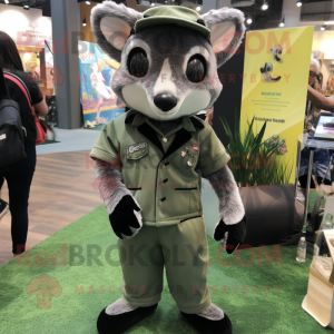 Olive Civet mascot costume character dressed with a Romper and Pocket squares