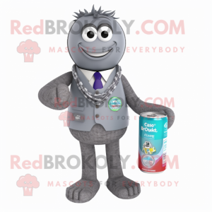 Gray Soda Can maskot drakt...