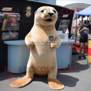 Beige Sea Lion maskot-dräkt...