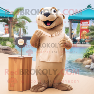 Beige Sea Lion maskot...