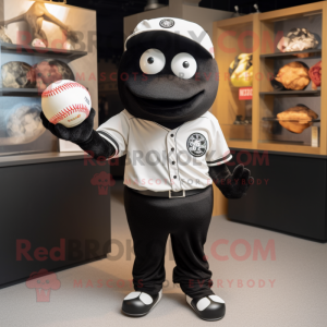 Svart baseballball maskot...