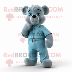 Cyaan teddybeer mascotte...