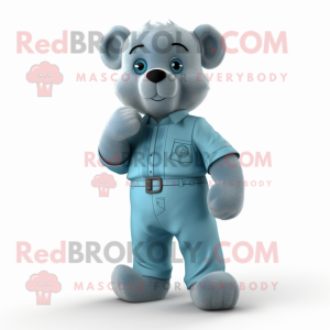 Cyan Teddy Bear maskot...