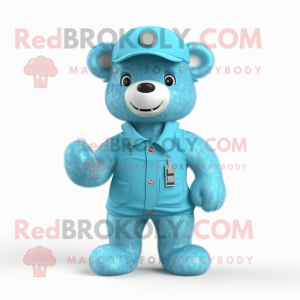 Cyaan teddybeer mascotte...