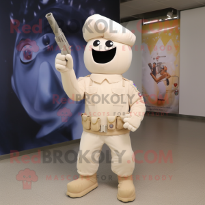 Cream Army Soldier maskot...