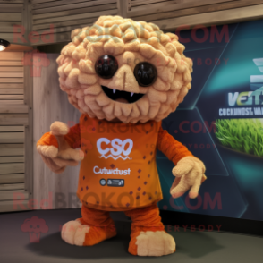 Rust Cauliflower mascot costume character dressed with a Cover-up and Bracelets