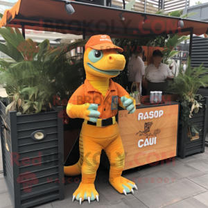 Oranje Iguanodon mascotte...