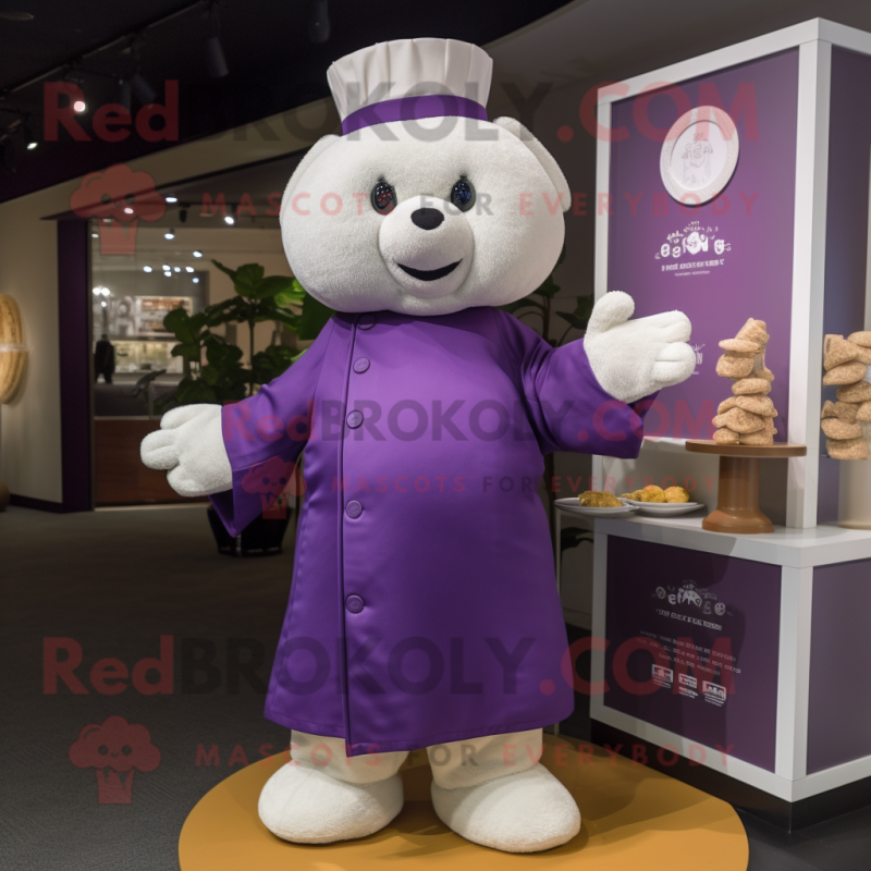 Purple Dim Sum mascot costume character dressed with a Polo Tee and Cummerbunds