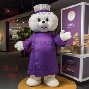 Purple Dim Sum mascot costume character dressed with a Polo Tee and Cummerbunds