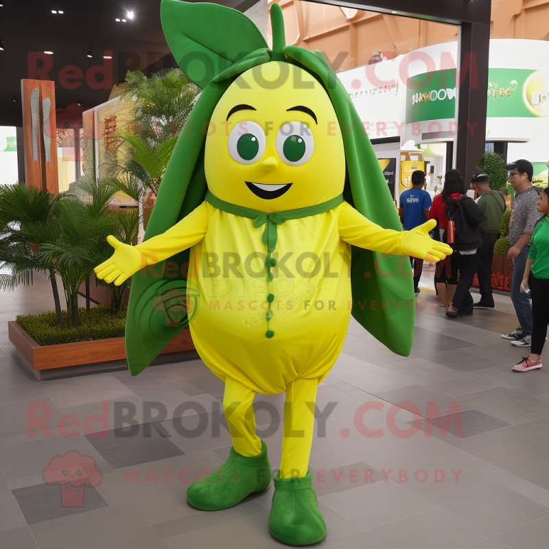 Olive Lemon mascot costume character dressed with a Long Sleeve Tee and Anklets