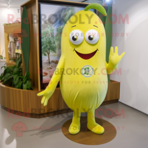 Olive Lemon mascot costume character dressed with a Long Sleeve Tee and Anklets
