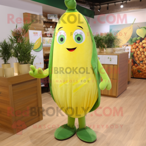 Olive Lemon mascot costume character dressed with a Long Sleeve Tee and Anklets