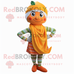 Orange Grapefruit mascot costume character dressed with a Blouse and Scarves