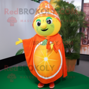 Orange Grapefruit mascot costume character dressed with a Blouse and Scarves