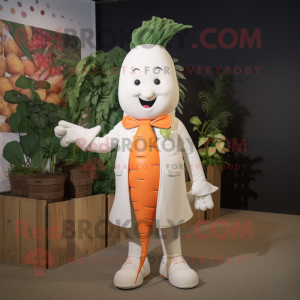 White Carrot mascot costume character dressed with a Playsuit and Pocket squares