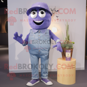 Lavender Scented Candle mascot costume character dressed with a Denim Shorts and Watches