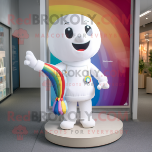White Rainbow mascot costume character dressed with a Jeans and Anklets
