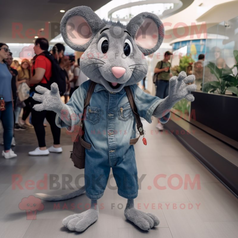 Gray Rat mascot costume character dressed with a Boyfriend Jeans and Anklets