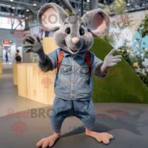 Gray Rat mascot costume character dressed with a Boyfriend Jeans and Anklets