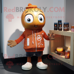 Rust Scented Candle mascot costume character dressed with a Sweatshirt and Brooches