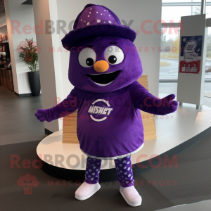 Purple Pizza Slice mascot costume character dressed with a Shorts and Beanies