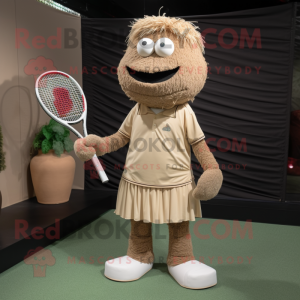 Beige tennisketcher maskot...