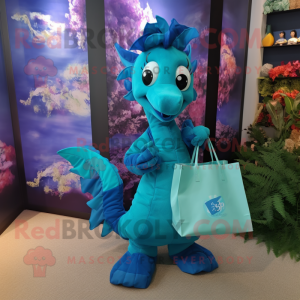 Cyan Seahorse mascotte...