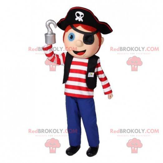Jongensmascotte in piratenkleren. Piraat mascotte -