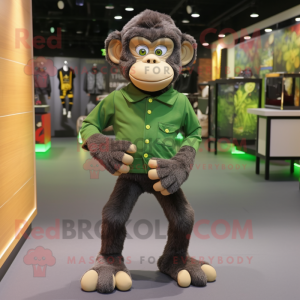 Olive Chimpanzee mascot costume character dressed with a Jeggings and Shoe clips