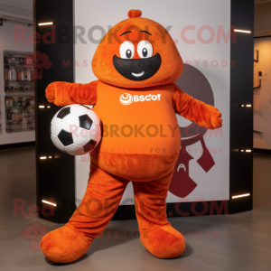 Rust Soccer Ball mascot costume character dressed with a Yoga Pants and Mittens